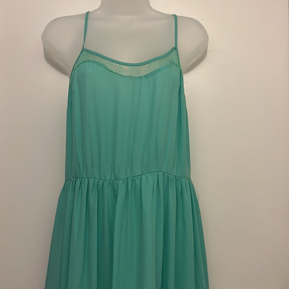 Turquoise lace high-low dress - Picture 2 of 7